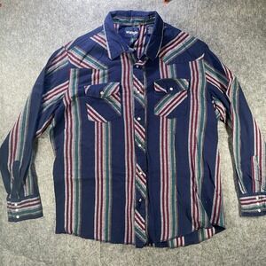 Wrangler Mens Long Sleeve Pearl Snap Flannel Shirt Mens XXL Soft Southwestern